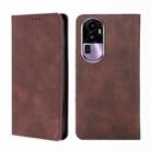 For OPPO Reno10 Pro+ 5G Skin Feel Magnetic Leather Phone Case(Dark Brown) - 1