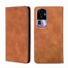 For OPPO Reno10 Pro+ 5G Skin Feel Magnetic Leather Phone Case(Light Brown) - 1