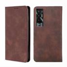 For Tecno Pova 5G Skin Feel Magnetic Leather Phone Case(Dark Brown) - 1