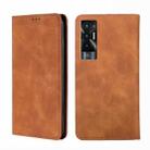 For Tecno Pova 5G Skin Feel Magnetic Leather Phone Case(Light Brown) - 1