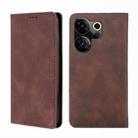 For Tecno Camon 20 Premier 5G Skin Feel Magnetic Leather Phone Case(Dark Brown) - 1