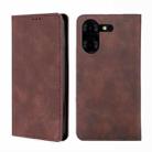 For Tecno Pova 5 Pro Skin Feel Magnetic Leather Phone Case(Dark Brown) - 1
