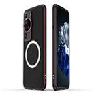For Huawei P60 / P60 Pro LK Aurora Metal Frame PU MagSafe Magnetic Phone Case(Black Red) - 1
