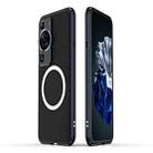 For Huawei P60 / P60 Pro LK Aurora Metal Frame PU MagSafe Magnetic Phone Case(Black Blue) - 1