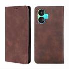 For Realme GT Neo5 SE Skin Feel Magnetic Leather Phone Case(Dark Brown) - 1