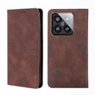 For Xiaomi 14 Pro Skin Feel Magnetic Leather Phone Case(Dark Brown) - 1