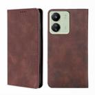 For Xiaomi Redmi 13C Skin Feel Magnetic Leather Phone Case(Dark Brown) - 1