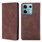 For Xiaomi Redmi Note 13 4G Skin Feel Magnetic Leather Phone Case(Dark Brown) - 1