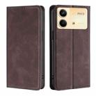 For Xiaomi Redmi Note 13R Pro 5G Skin Feel Magnetic Leather Phone Case(Dark Brown) - 1