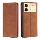 For Xiaomi Redmi Note 13R Pro 5G Skin Feel Magnetic Leather Phone Case(Light Brown) - 1