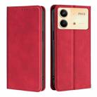 For Xiaomi Redmi Note 13R Pro 5G Skin Feel Magnetic Leather Phone Case(Red) - 1