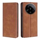 For Xiaomi 14 Ultra 5G Skin Feel Magnetic Leather Phone Case(Light Brown) - 1