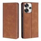 For Xiaomi Redmi Turbo 3 5G Skin Feel Magnetic Leather Phone Case(Light Brown) - 1