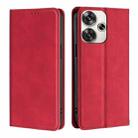 For Xiaomi Redmi Turbo 3 5G Skin Feel Magnetic Leather Phone Case(Red) - 1