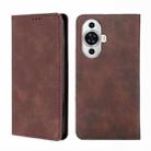 For Huawei nova 11 4G Skin Feel Magnetic Leather Phone Case(Dark Brown) - 1