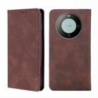 For Huawei Mate 60 Skin Feel Magnetic Leather Phone Case(Dark Brown) - 1