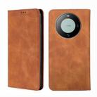 For Huawei Mate 60 Skin Feel Magnetic Leather Phone Case(Light Brown) - 1