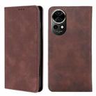 For Huawei nova 12 5G Skin Feel Magnetic Leather Phone Case(Dark Brown) - 1