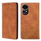 For Huawei nova 12 5G Skin Feel Magnetic Leather Phone Case(Light Brown) - 1