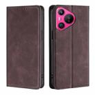 For Huawei Pura 70 Skin Feel Magnetic Leather Phone Case(Dark Brown) - 1