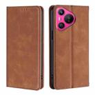 For Huawei Pura 70 Skin Feel Magnetic Leather Phone Case(Light Brown) - 1