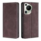 For Huawei Pura 70 Ultra Skin Feel Magnetic Leather Phone Case(Dark Brown) - 1