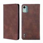 For Nokia C12 Skin Feel Magnetic Leather Phone Case(Dark Brown) - 1