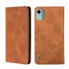 For Nokia C12 Skin Feel Magnetic Leather Phone Case(Light Brown) - 1