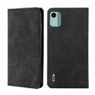 For Nokia C12 Skin Feel Magnetic Leather Phone Case(Black) - 1