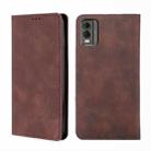 For Nokia C32 Skin Feel Magnetic Leather Phone Case(Dark Brown) - 1
