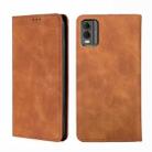 For Nokia C32 Skin Feel Magnetic Leather Phone Case(Light Brown) - 1