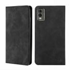 For Nokia C32 Skin Feel Magnetic Leather Phone Case(Black) - 1