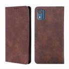 For Nokia C02 TA-1522 Skin Feel Magnetic Leather Phone Case(Dark Brown) - 1