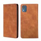 For Nokia C02 TA-1522 Skin Feel Magnetic Leather Phone Case(Light Brown) - 1