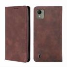 For Nokia C110 4G Skin Feel Magnetic Leather Phone Case(Dark Brown) - 1