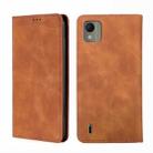 For Nokia C110 4G Skin Feel Magnetic Leather Phone Case(Light Brown) - 1