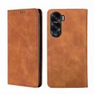 For Honor X50i 5G / 9 Lite Skin Feel Magnetic Leather Phone Case(Light Brown) - 1