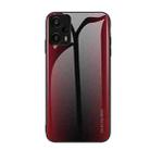 For Xiaomi Redmi Note 12 Turbo Texture Gradient Glass TPU Phone Case(Red) - 1