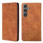 For Samsung Galaxy S24 5G Skin Feel Magnetic Leather Phone Case(Light Brown) - 1