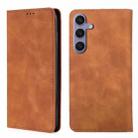 For Samsung Galaxy S24+ 5G Skin Feel Magnetic Leather Phone Case(Light Brown) - 1