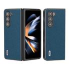 For Samsung Galaxy Z Fold5 ABEEL Genuine Leather Litchi Texture Phone Case(Blue) - 1