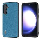 For Samsung Galaxy S23 FE 5G ABEEL Genuine Leather Litchi Texture Phone Case(Blue) - 1