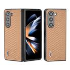 For Samsung Galaxy Z Fold6 ABEEL Carbon Fiber Texture Protective Phone Case(Gold) - 1