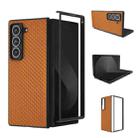 For Samsung Galaxy Z Fold Special ABEEL Carbon Fiber Texture Protective Phone Case(Light Brown) - 1