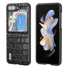 For Samsung Galaxy Z Flip5 ABEEL Crocodile Texture Genuine Leather Phone Case(Black) - 1
