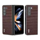 For Samsung Galaxy Z Fold5 ABEEL Crocodile Texture Genuine Leather Phone Case(Brown) - 1