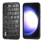 For Samsung Galaxy S23 FE 5G ABEEL Crocodile Texture Genuine Leather Phone Case(Black) - 1