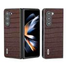 For Samsung Galaxy Z Fold6 ABEEL Crocodile Texture Genuine Leather Phone Case(Brown) - 1