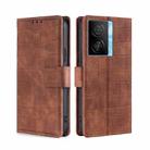 For vivo iQOO Z7x Skin Feel Crocodile Magnetic Clasp Leather Phone Case(Brown) - 1