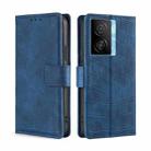 For vivo iQOO Z7x Skin Feel Crocodile Magnetic Clasp Leather Phone Case(Blue) - 1